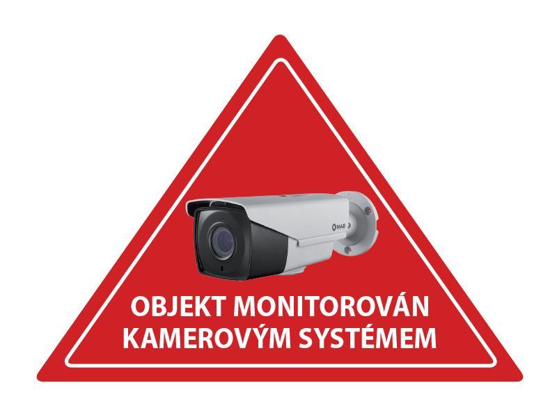 E-shop Samolepka CCTV inverzný - výstražná červená samolepka CCTV, trojuholník, na sklo zvnútra