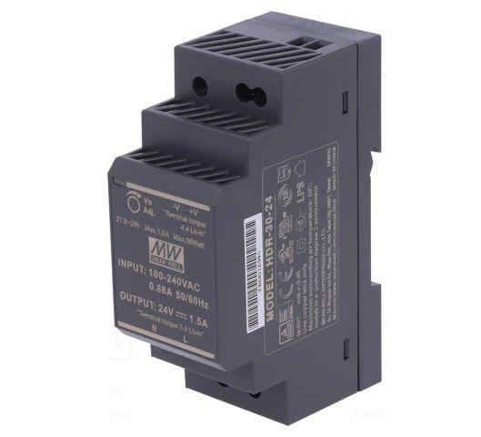 E-shop HDR-30-24 - zdroj na DIN, 24VDC, 1,5A, 36W