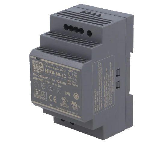 E-shop HDR-60-12 - zdroj na DIN, 12VDC, 4,5A, 54W
