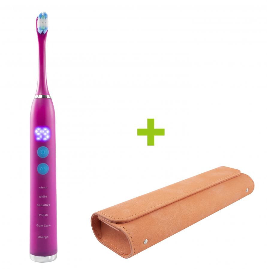 E-shop Elektrická sonická zubná kefka OXE Sonic T1 a cestovné púzdro, ružová