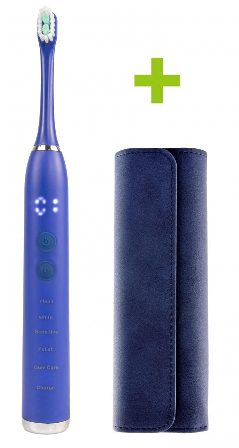 Elektrická sonická zubná kefka OXE Sonic T1 a cestovné púzdro, modrá