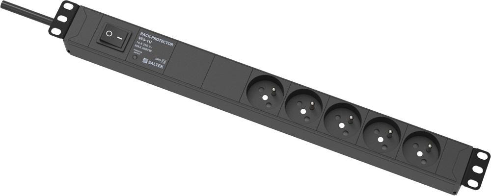 RACK-PROTECTOR-VF5-1U - 19" napájecí panel, 1U, 5x 230 V, přepěťová ochrana