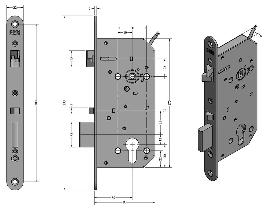 SAM EL 7255 - elektromechanický samozamykací zámek