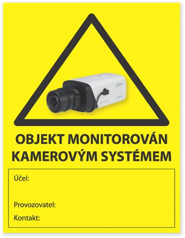 Стикер CAMERA GDPR - предупредителен стикер, поле за описание, предназначение, контакт, жълто