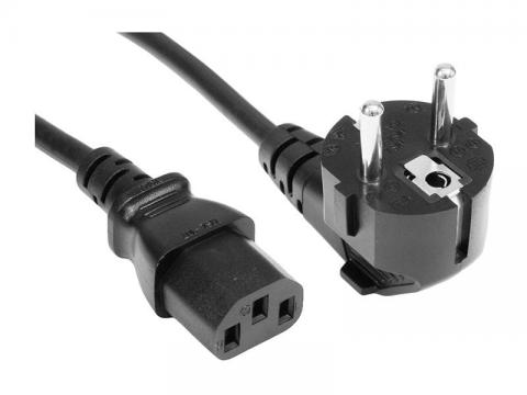Power cable 230VAC / 10A - 3x 0.75mm, plug with connector IEC-320-C14, black, 1.5 m