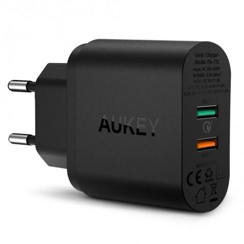 AUKEY Quick Charge 3.0 Wandladegerät mit zwei Anschlüssen – PA-T13
