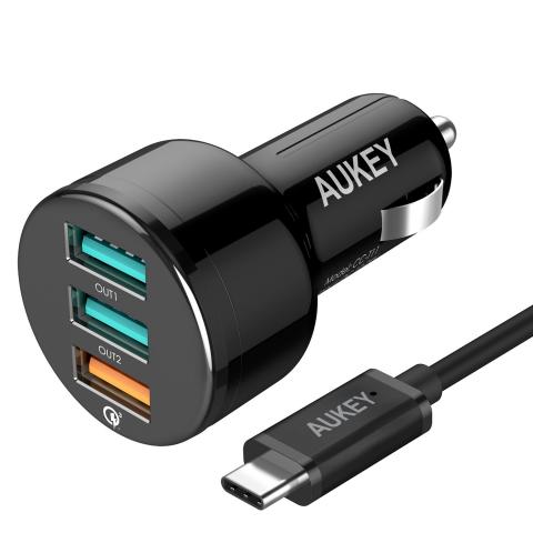 AUKEY USB адаптер за кола 3 порта бързо зарядно устройство CC-T11