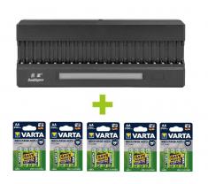 OXE 20-piece AA battery charger, with display and 20 Varta rechargeable batteries 56706 R6 2100mAh NIMH basic