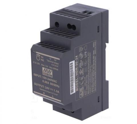 HDR-30-24 - zasilacz na DIN, 24VDC, 1,5A, 36W