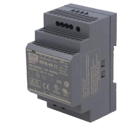 HDR-60-12 - napajalnik za DIN, 12VDC, 4.5A, 54W