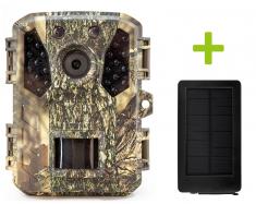 Hunting trail camera OXE Cheetah II and solar panel