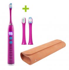 Elektromos szónikus fogkefe OXE Sonic T1, utazótáska fogkeféhez és 2x cserefej fogkeféhez, rózsaszín