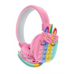 Oxe Bluetooth brezžične otroške slušalke Pop It, samorog, roza
