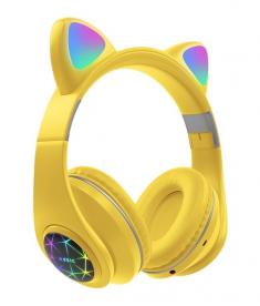 Oxe Bluetooth Bezprzewodowe słuchawki dziecięce z uszami, żółty