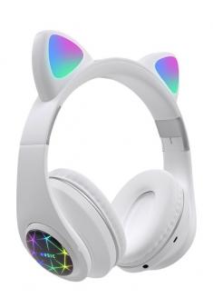 Oxe Bluetooth căști fără fir pentru copii, cu urechiușe, alb