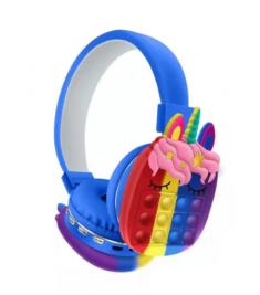 Oxe Bluetooth Drahtloser Kinderkopfhörer Pop It, Einhorn, blau