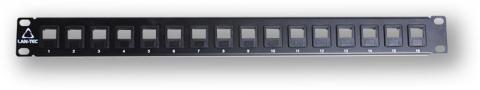 PP -104 16 üres - fekete - 19 "patch panel 1U, 16 KJ