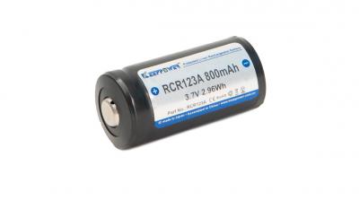 Újratölthető akkumulátor Keeppower RCR123A 800 mAh (Li-Ion) védelemmel