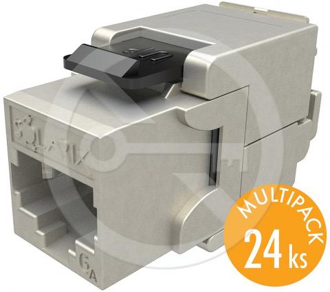 SXKJ-10G-STP-BK-SA - Solarix keystone CAT6A self-cutting, multipack 24 pcs