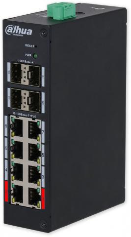 HS4412-8ET-120 - průmyslový PoE switch, 8x PoE, 4x Gb SFP, MNG L2, DIN, 120W