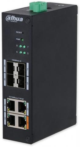 HS4408-4ET-60 - průmyslový PoE switch, 4x PoE, 4x Gb SFP, MNG L2, DIN, 60W