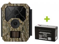 Hunting camera OXE HORNET 4G, external battery, and power cable