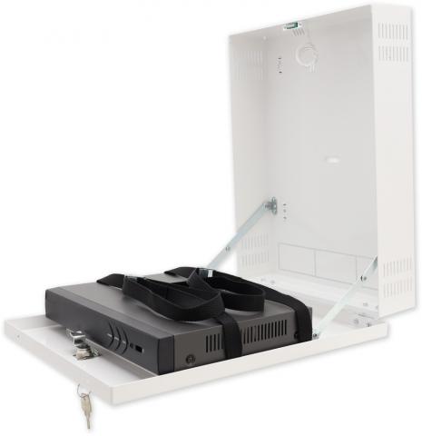 AWO528W - střední kovový box pro uzamčení rekordéru, nástěnný, bílý