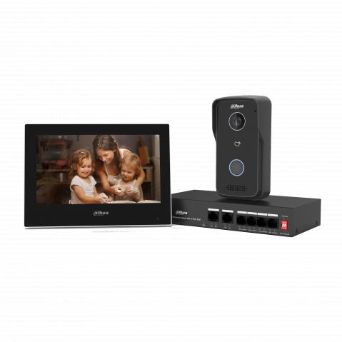 KTP03 - sada IP videotelefon a monitor, PoE switch