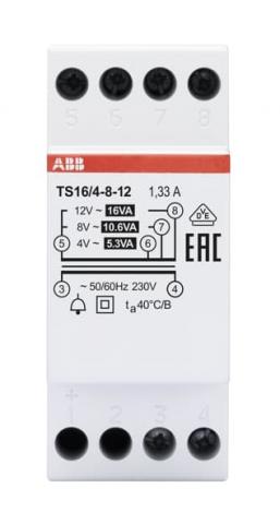 2CSM228625R0812 - TS16/4-8-12; zvonkový transformátor,výstup 4,8,12V AC/16VA
