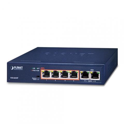 FSD-604HP - switch 4x 10/100TX PoE + 2x 10/100TX (60 W)