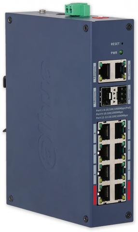 CHS4212-8GT-110 - průmyslový PoE switch, 8x Gb PoE, 2x Gb RJ-45, 2x Gb SFP uplink combo, Cloud MNG L2, DIN, 110W