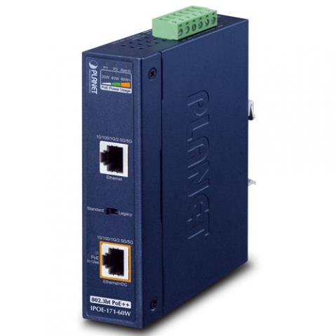 IPOE-171-60W - průmyslový PoE injektor, IEEE 802.3bt, výstup 53 V DC (60 W)