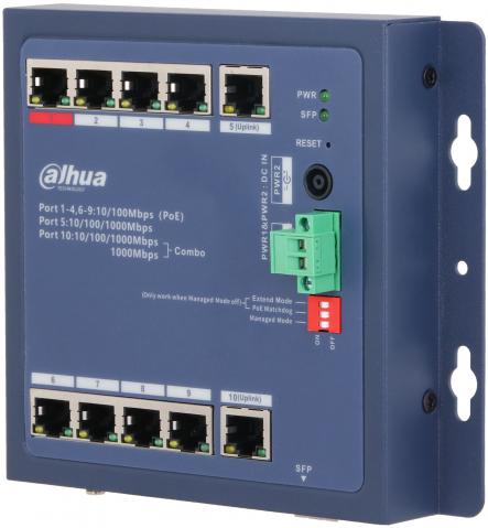 CHS4110-8ET-90-F - průmyslový PoE switch, 8x PoE, 1x Gb RJ-45, 1x GRJ-45/SFP combo, Cloud MNG L2, 90W, dual nap.