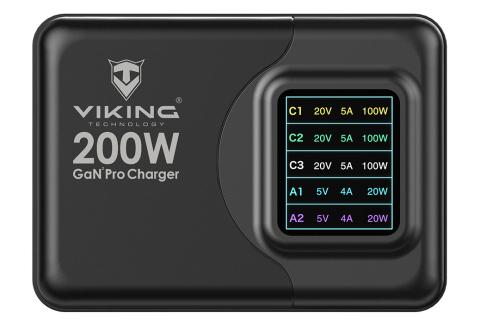 Încărcător Viking USB GaN 200W PD Pro