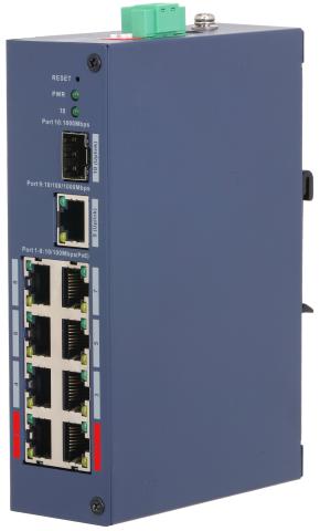 CHS4110-8ET-110 - průmyslový PoE switch, 8x PoE, 1x Gb RJ-45, 1x Gb SFP uplink, Cloud MNG L2, DIN, 110W