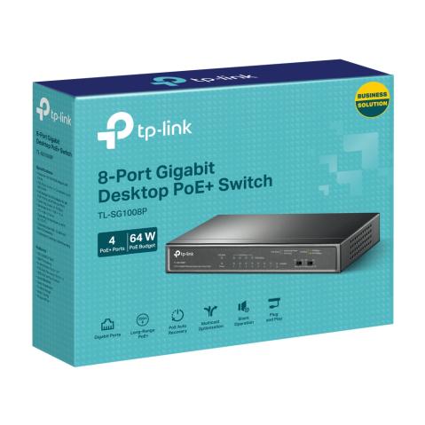 TL-SG1008P - TP-Link TL-SG1008P 8xGB Deskt.4xPOE 64W sw.fanless