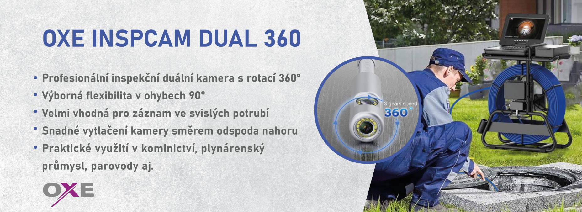 OXE InspCam Dual 360 - profesionální inspekční kamera